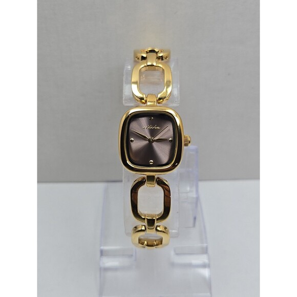 Ettika Square Link Womens 24K Gold Plated Quartz Bracelet Watch New Battery main image 7